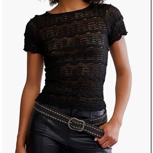 Free People Women's Angelina Lace Tee, Size XL, NWT